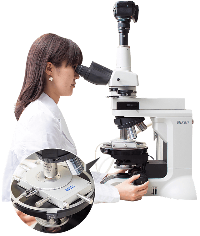 顕微鏡を扱う研究者